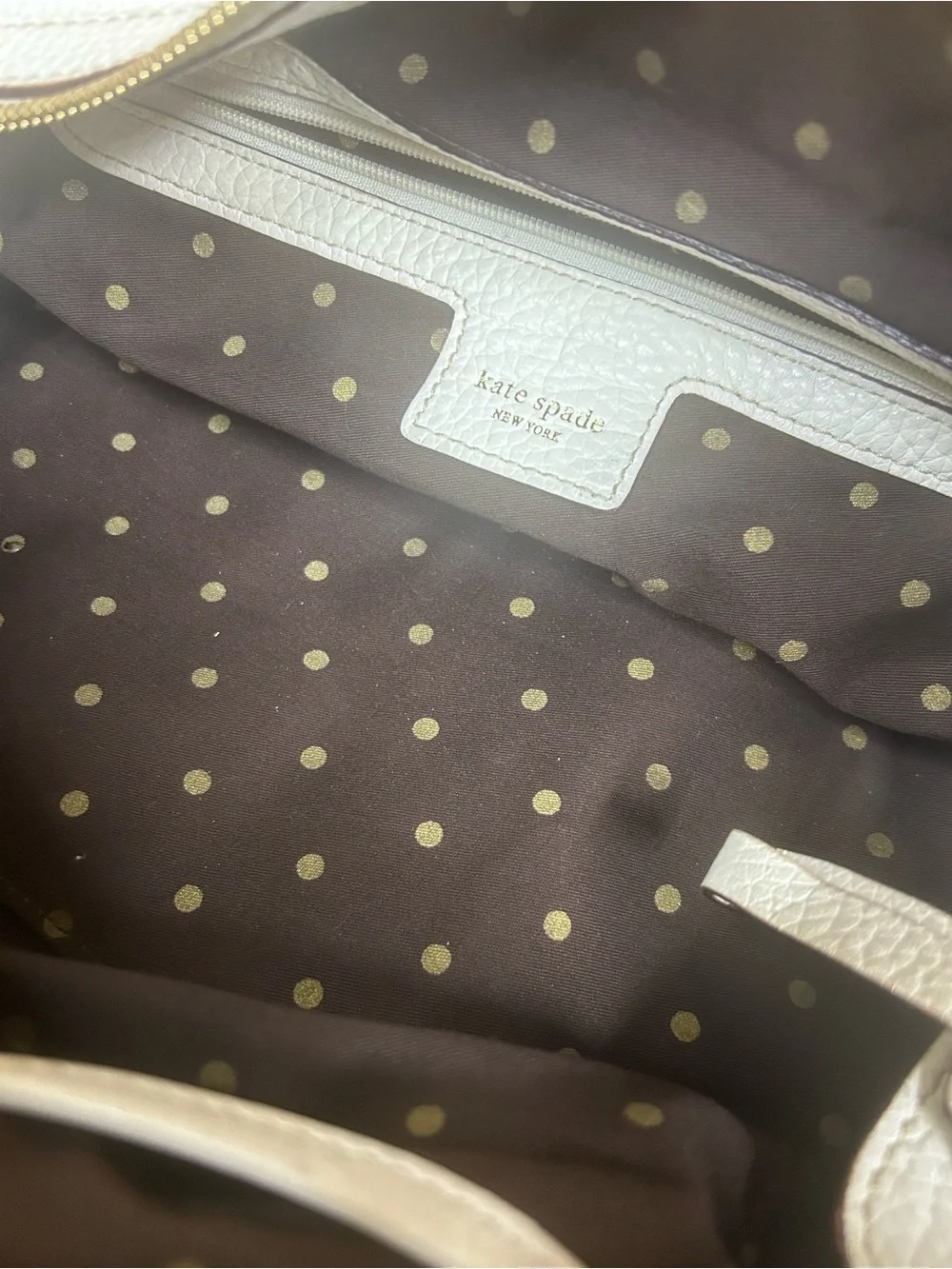 kate spade White Pebbled Leather Shoulder Bag with Gold Hardware